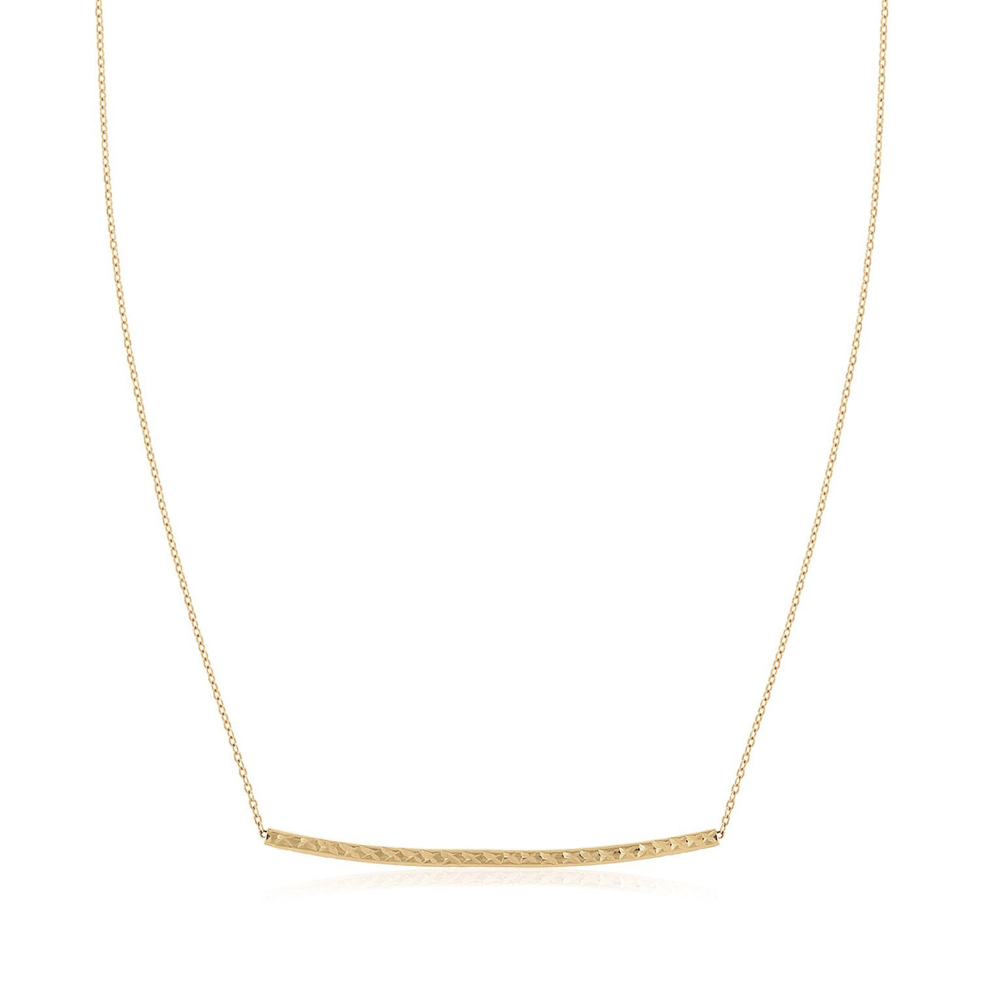 14k Yellow Gold Thin Textured Bar Necklace - jazzyjewelryjones