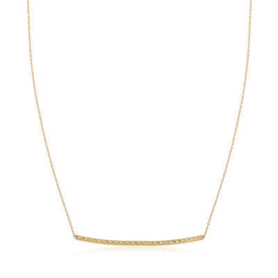14k Yellow Gold Thin Textured Bar Necklace - jazzyjewelryjones