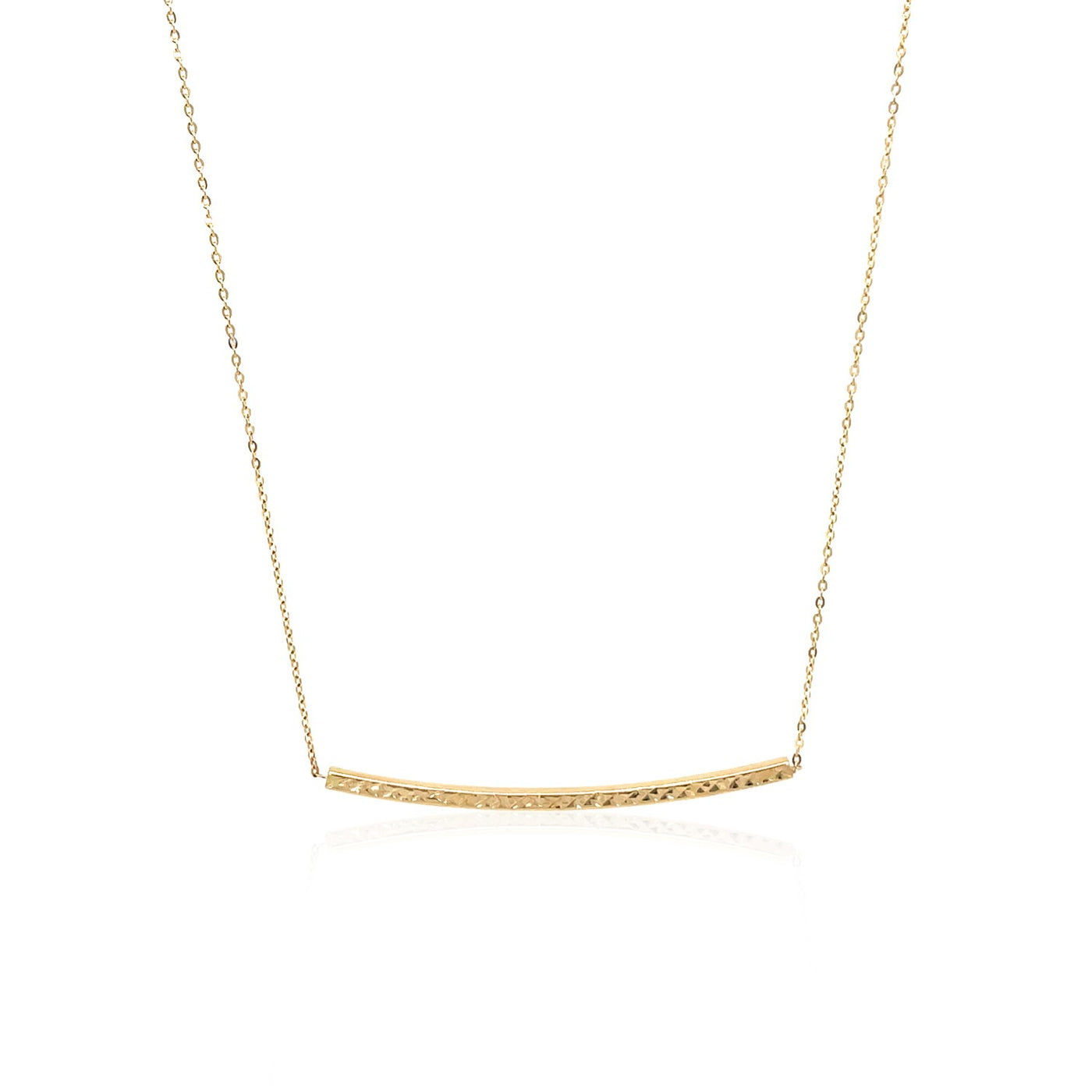 14k Yellow Gold Thin Textured Bar Necklace - jazzyjewelryjones