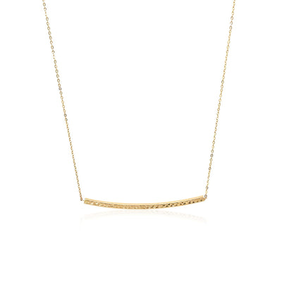 14k Yellow Gold Thin Textured Bar Necklace - jazzyjewelryjones
