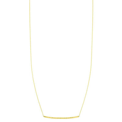 14k Yellow Gold Thin Textured Bar Necklace - jazzyjewelryjones