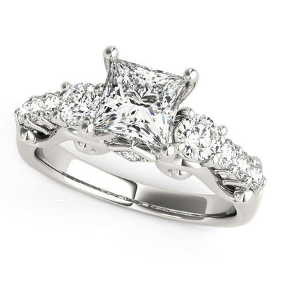 14k White Gold 3 Stone Antique Design Diamond Engagement Ring (1 3/4 cttw) - jazzyjewelryjones