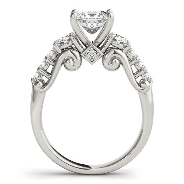 14k White Gold 3 Stone Antique Design Diamond Engagement Ring (1 3/4 cttw) - jazzyjewelryjones