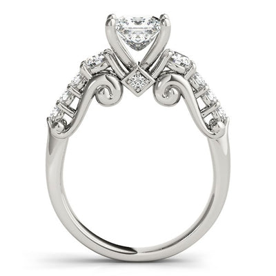 14k White Gold 3 Stone Antique Design Diamond Engagement Ring (1 3/4 cttw) - jazzyjewelryjones