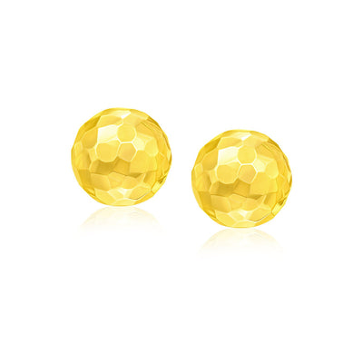 14k Yellow Gold Round Faceted Style Stud Earrings(7mm) - jazzyjewelryjones
