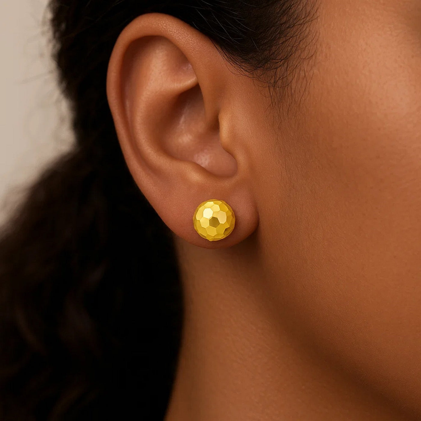 14k Yellow Gold Round Faceted Style Stud Earrings(7mm) - jazzyjewelryjones