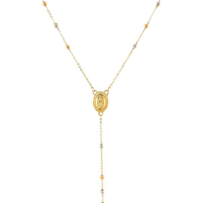 14k Tri Color Gold Lariat Rosary Necklace - jazzyjewelryjones