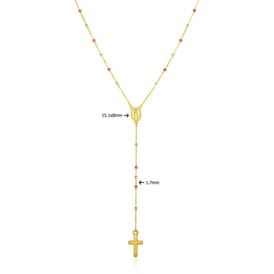 14k Tri Color Gold Lariat Rosary Necklace - jazzyjewelryjones