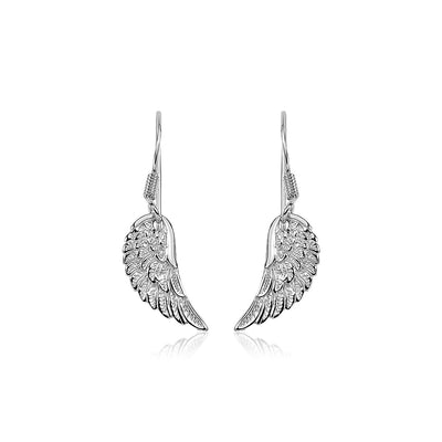 Sterling Silver Textured Angel Wing Earrings - jazzyjewelryjones