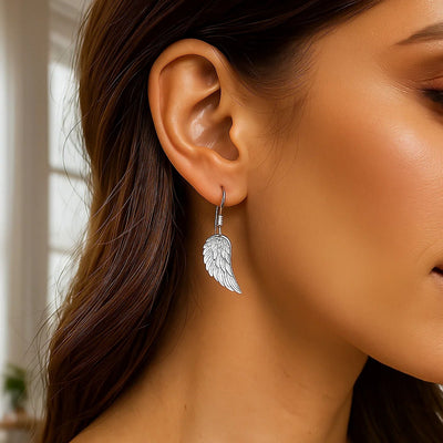 Sterling Silver Textured Angel Wing Earrings - jazzyjewelryjones