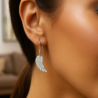 Sterling Silver Textured Angel Wing Earrings - jazzyjewelryjones