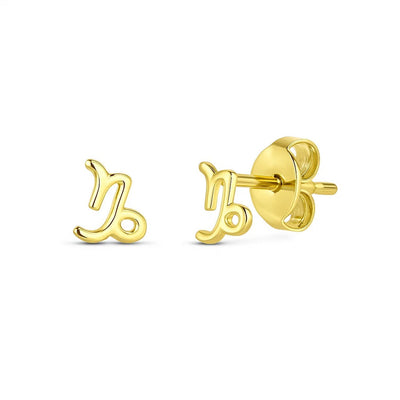 14k Yellow Gold Capricorn Stud Earrings - jazzyjewelryjones