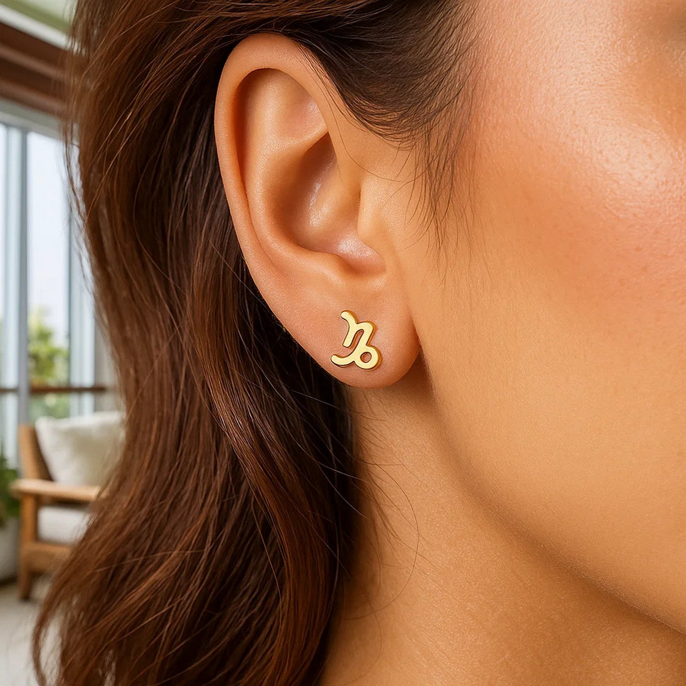14k Yellow Gold Capricorn Stud Earrings - jazzyjewelryjones
