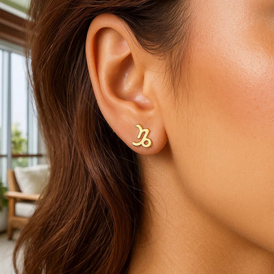 14k Yellow Gold Capricorn Stud Earrings - jazzyjewelryjones
