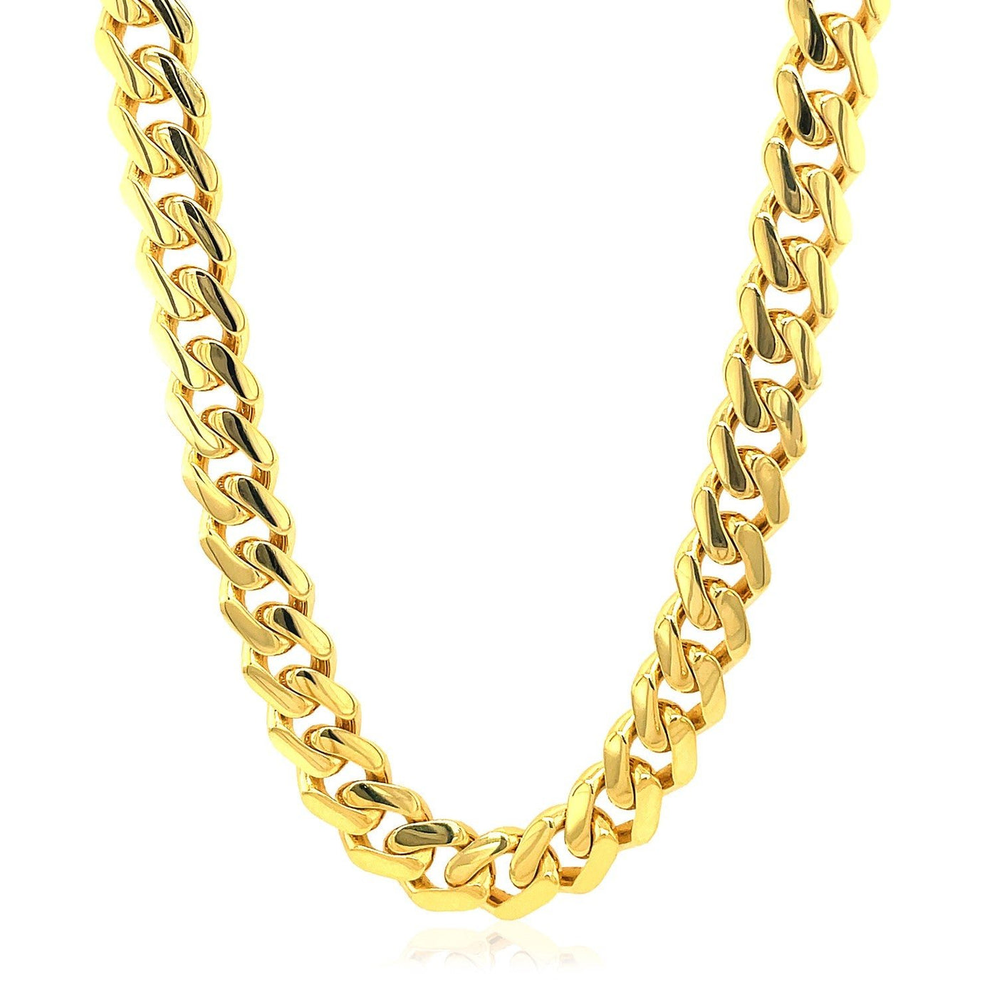 14k Yellow Gold Polished Miami Cuban Chain Necklace - jazzyjewelryjones