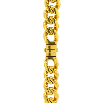 14k Yellow Gold Polished Miami Cuban Chain Necklace - jazzyjewelryjones