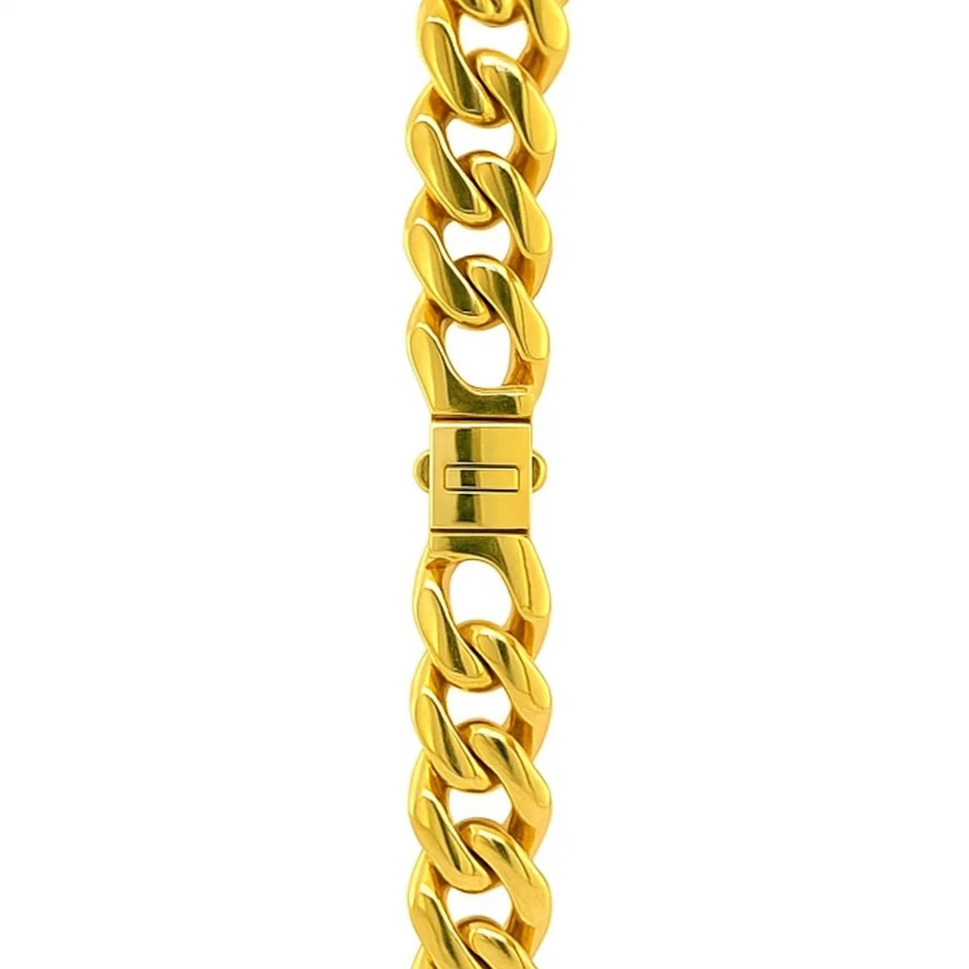 14k Yellow Gold Polished Miami Cuban Chain Necklace - jazzyjewelryjones