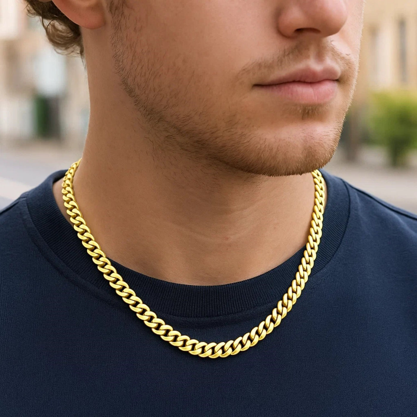 14k Yellow Gold Polished Miami Cuban Chain Necklace - jazzyjewelryjones