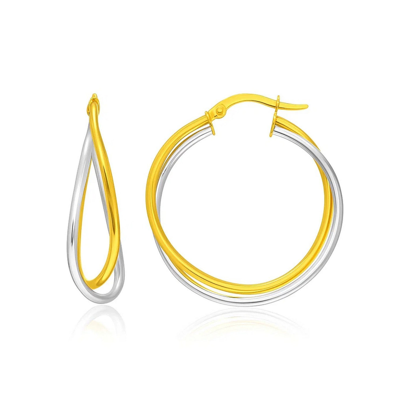 14k Two - Tone Gold Interlaced Double Row Earrings - jazzyjewelryjones