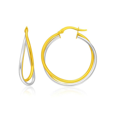 14k Two - Tone Gold Interlaced Double Row Earrings - jazzyjewelryjones