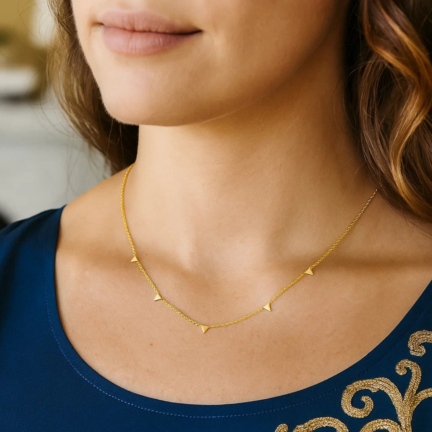 14K Yellow Gold Necklace with Triangles - jazzyjewelryjones
