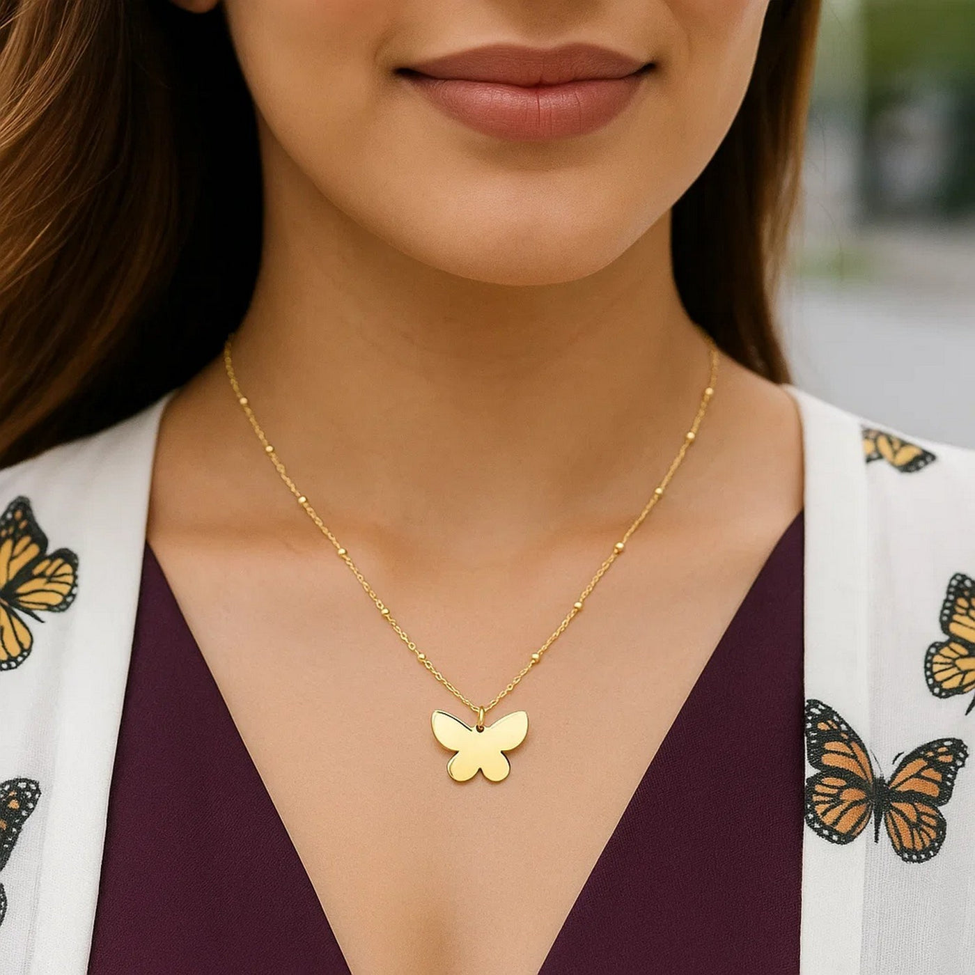 14k Yellow Gold Ppillon Butterfly Necklace - jazzyjewelryjones