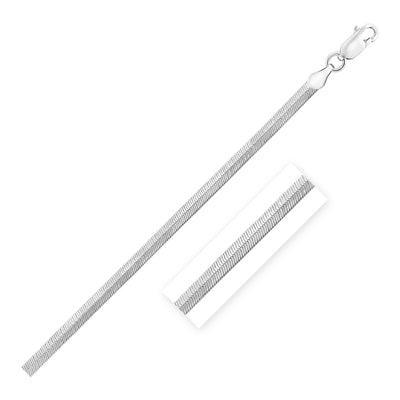 Sterling Silver Rhodium Plated Herringbone Chain (3.30 mm) - jazzyjewelryjones