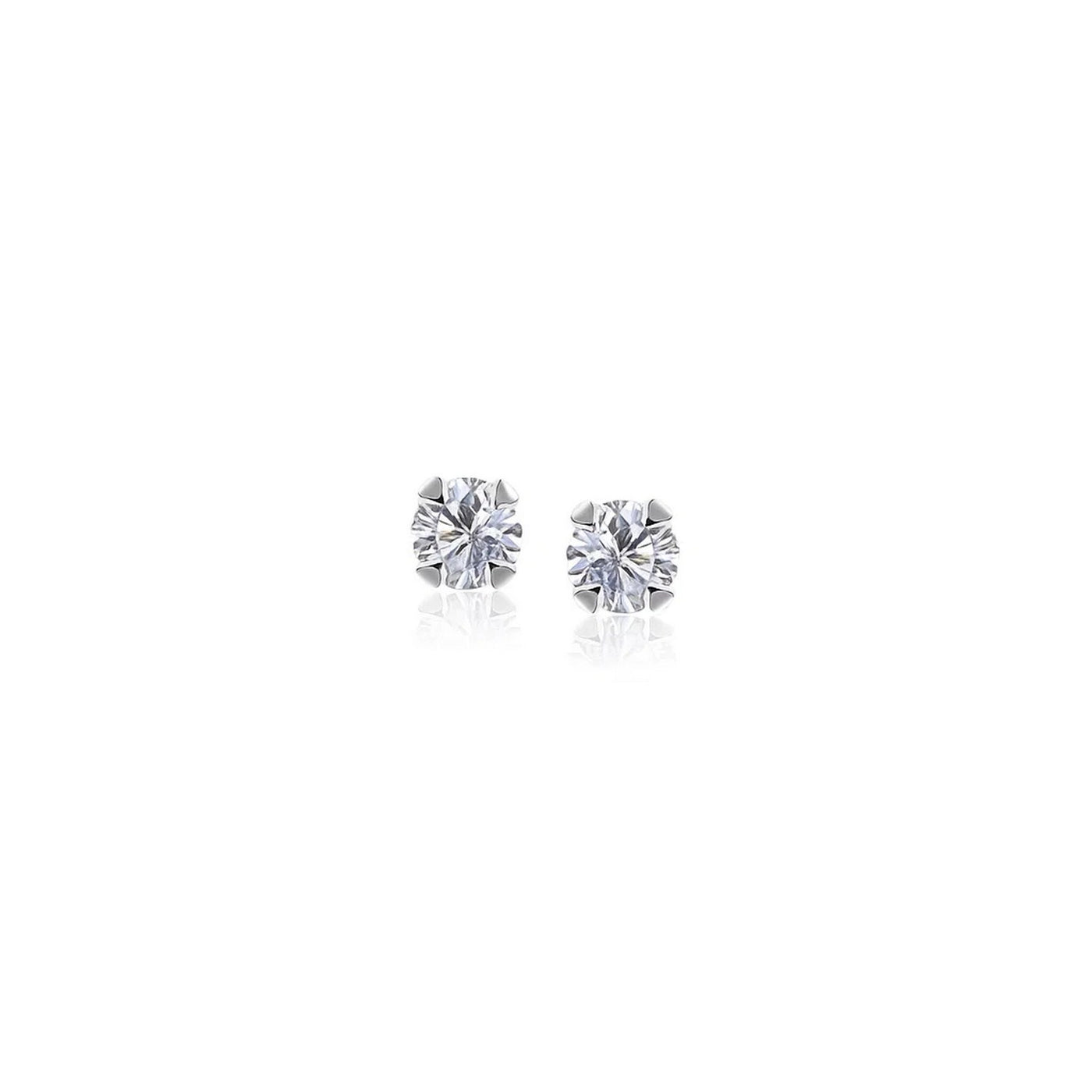 14k White Gold White Cubic Zirconia Stud Earrings(2mm) - jazzyjewelryjones