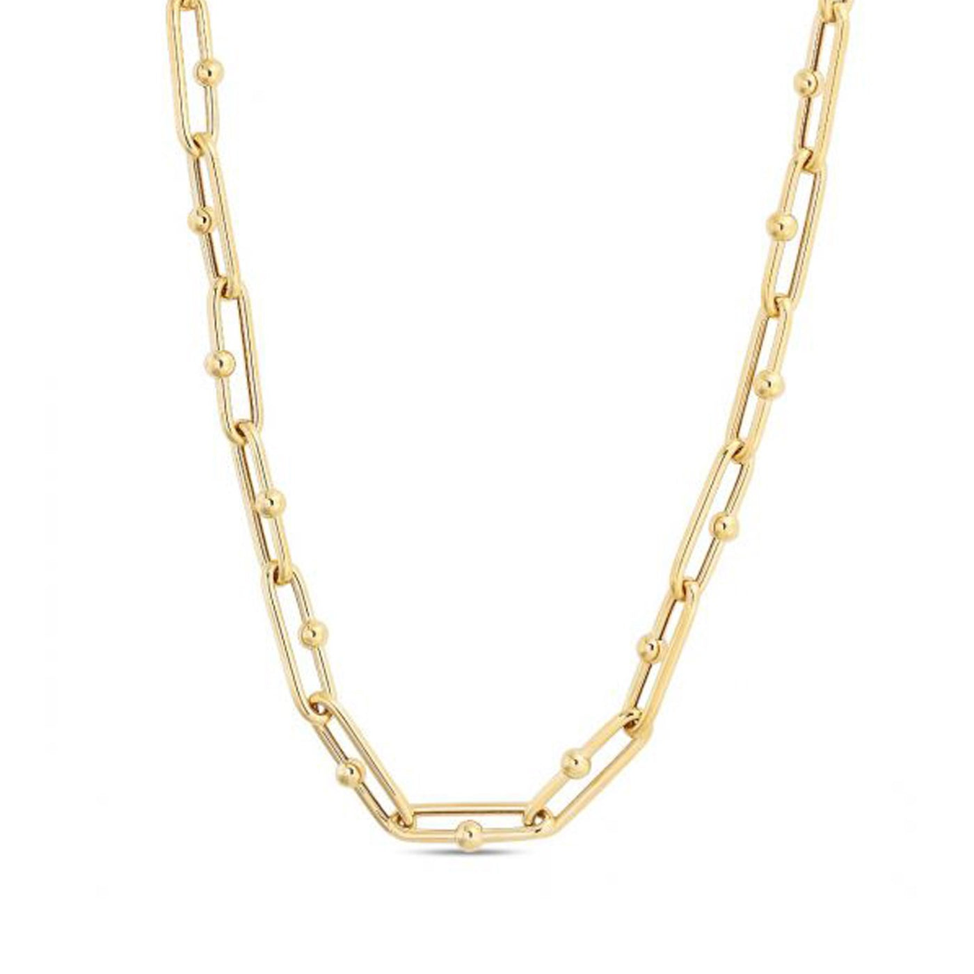 14k Yellow Gold High Polish Elongated Paperclip Jax Link Necklace - jazzyjewelryjones