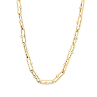 14k Yellow Gold High Polish Elongated Paperclip Jax Link Necklace - jazzyjewelryjones