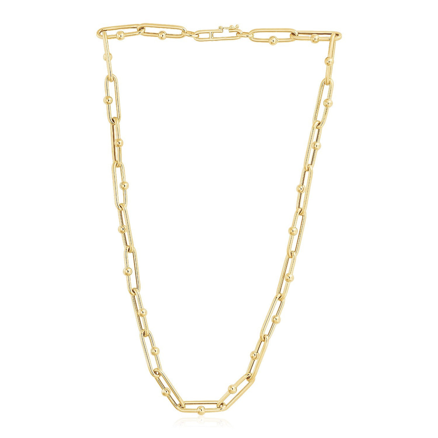14k Yellow Gold High Polish Elongated Paperclip Jax Link Necklace - jazzyjewelryjones