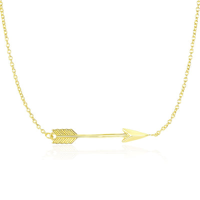 14k Yellow Gold Chain Necklace with Horizontal Arrow Pendant - jazzyjewelryjones