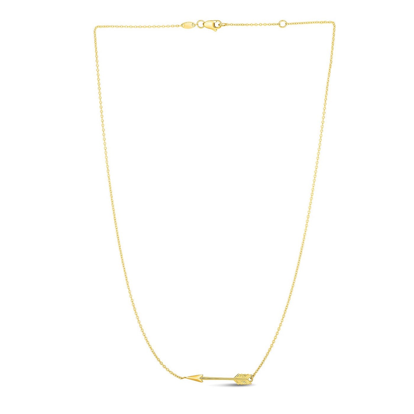 14k Yellow Gold Chain Necklace with Horizontal Arrow Pendant - jazzyjewelryjones