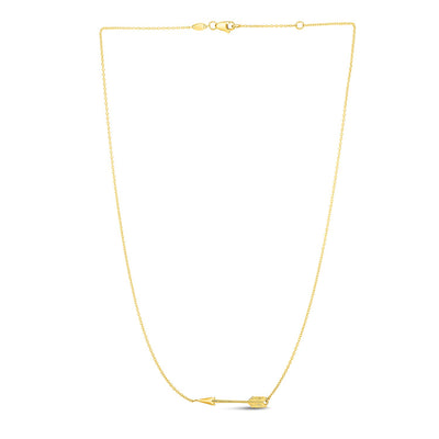14k Yellow Gold Chain Necklace with Horizontal Arrow Pendant - jazzyjewelryjones
