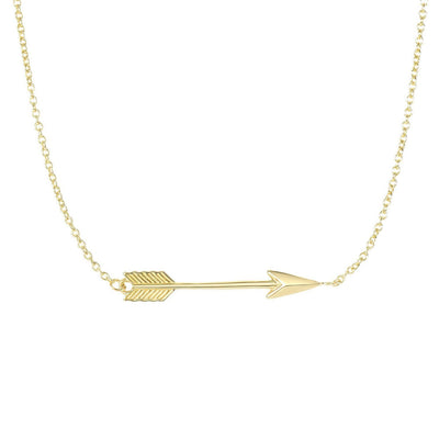 14k Yellow Gold Chain Necklace with Horizontal Arrow Pendant - jazzyjewelryjones