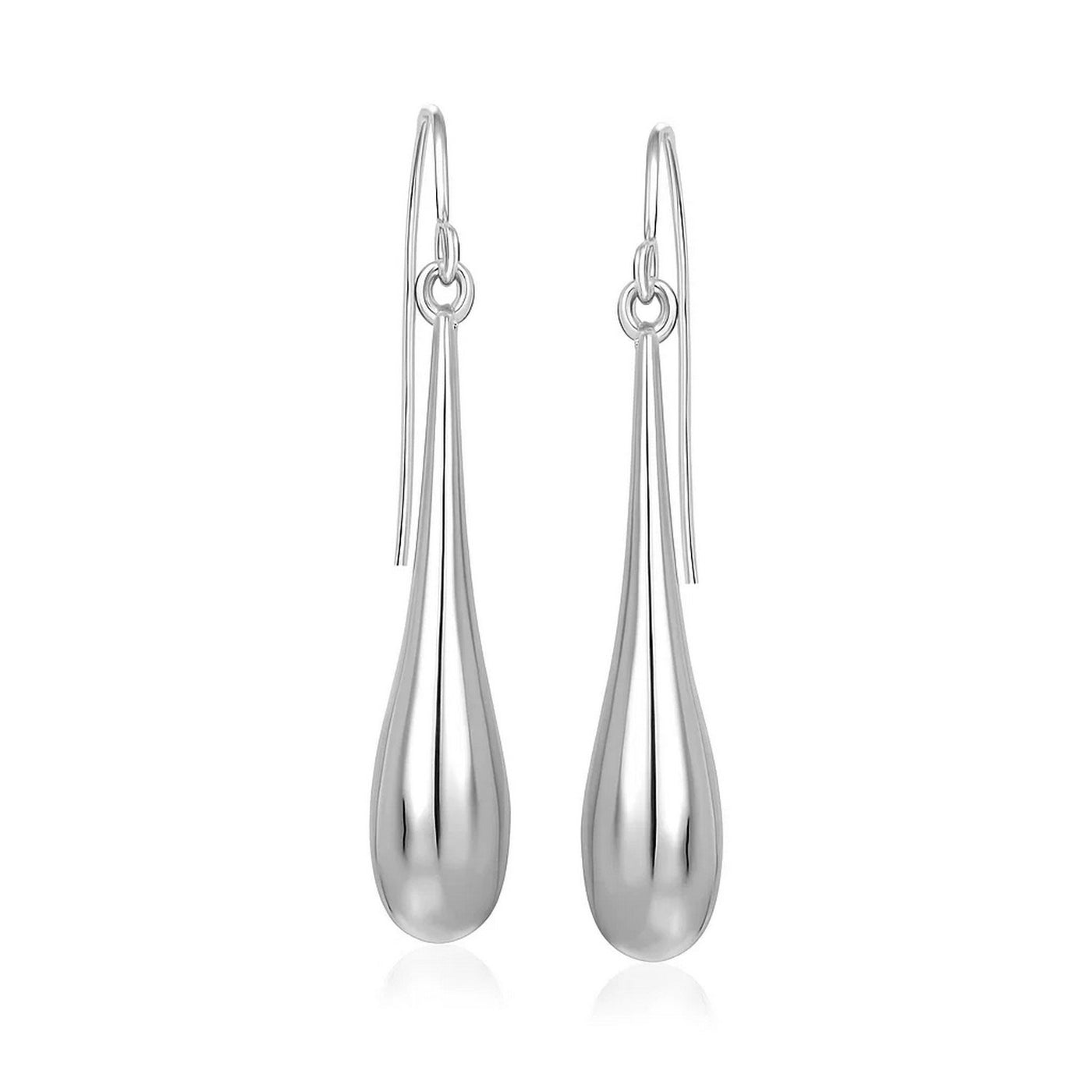14k White Gold Long Polished Teardrop Dangling Earrings - jazzyjewelryjones