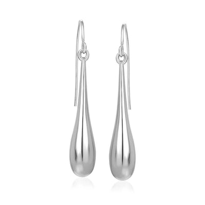 14k White Gold Long Polished Teardrop Dangling Earrings - jazzyjewelryjones