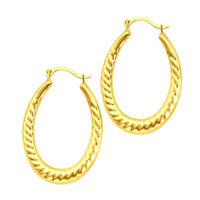 14k Yellow Gold Hoop Earrings with Textured Details - jazzyjewelryjones