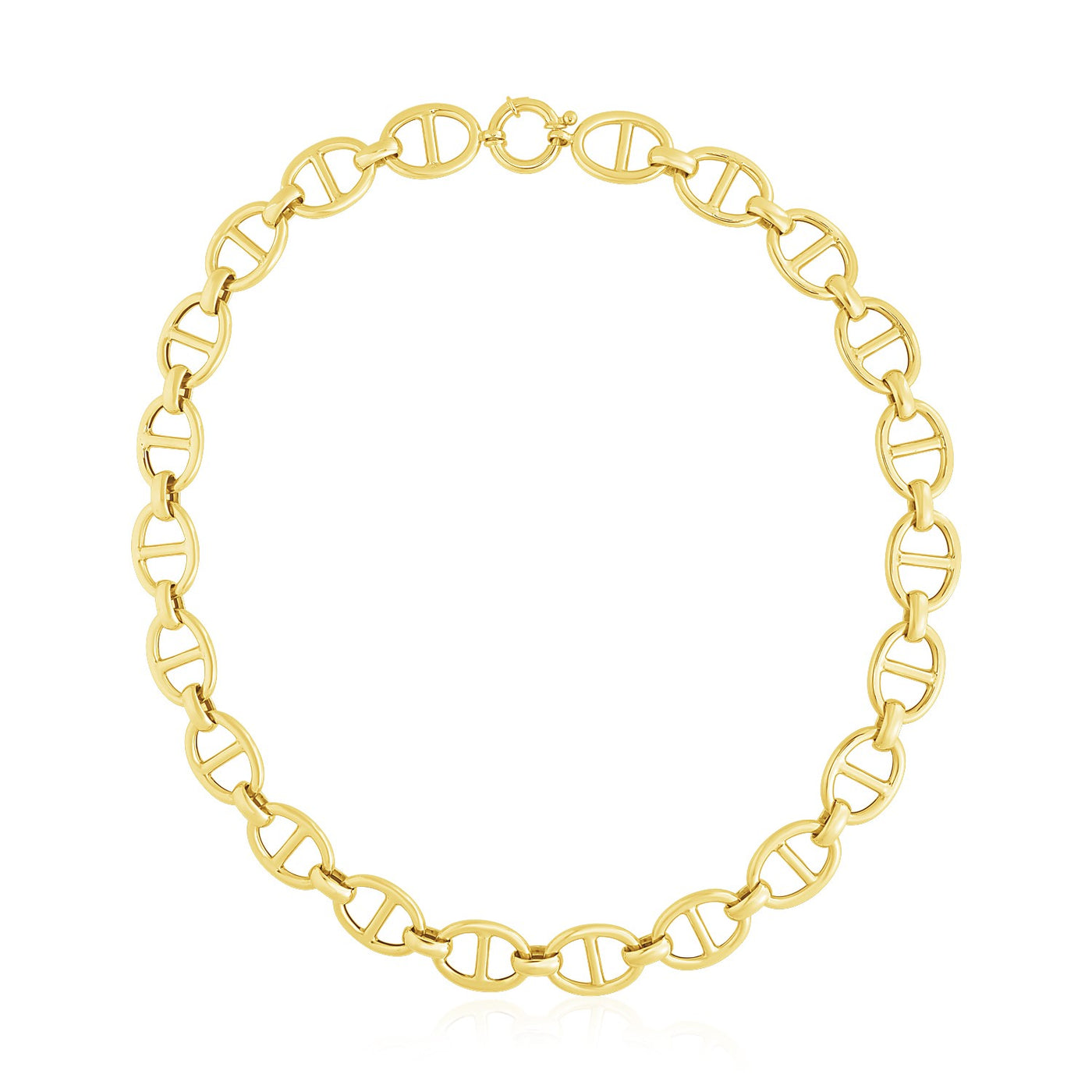 14k Yellow Gold High Polish Oval Mariner Link Necklace (13.8mm) - jazzyjewelryjones