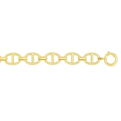 14k Yellow Gold High Polish Oval Mariner Link Necklace (13.8mm) - jazzyjewelryjones
