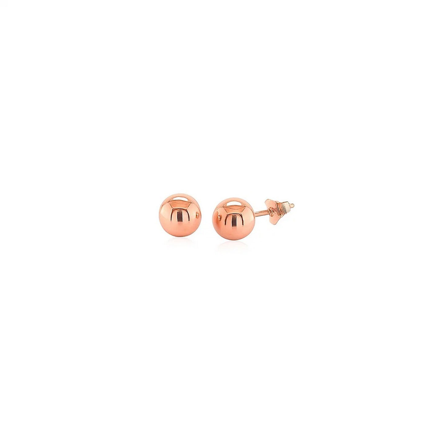 14k Rose Gold Classic Round Shape Stud Earrings (6mm) - jazzyjewelryjones