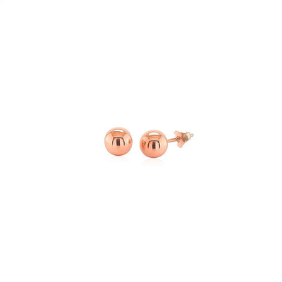 14k Rose Gold Classic Round Shape Stud Earrings (6mm) - jazzyjewelryjones