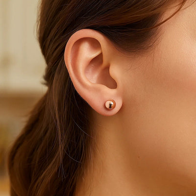 14k Rose Gold Classic Round Shape Stud Earrings (6mm) - jazzyjewelryjones