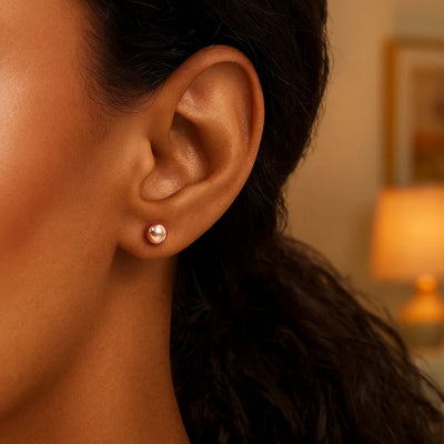 14k Rose Gold Classic Round Shape Stud Earrings (6mm) - jazzyjewelryjones