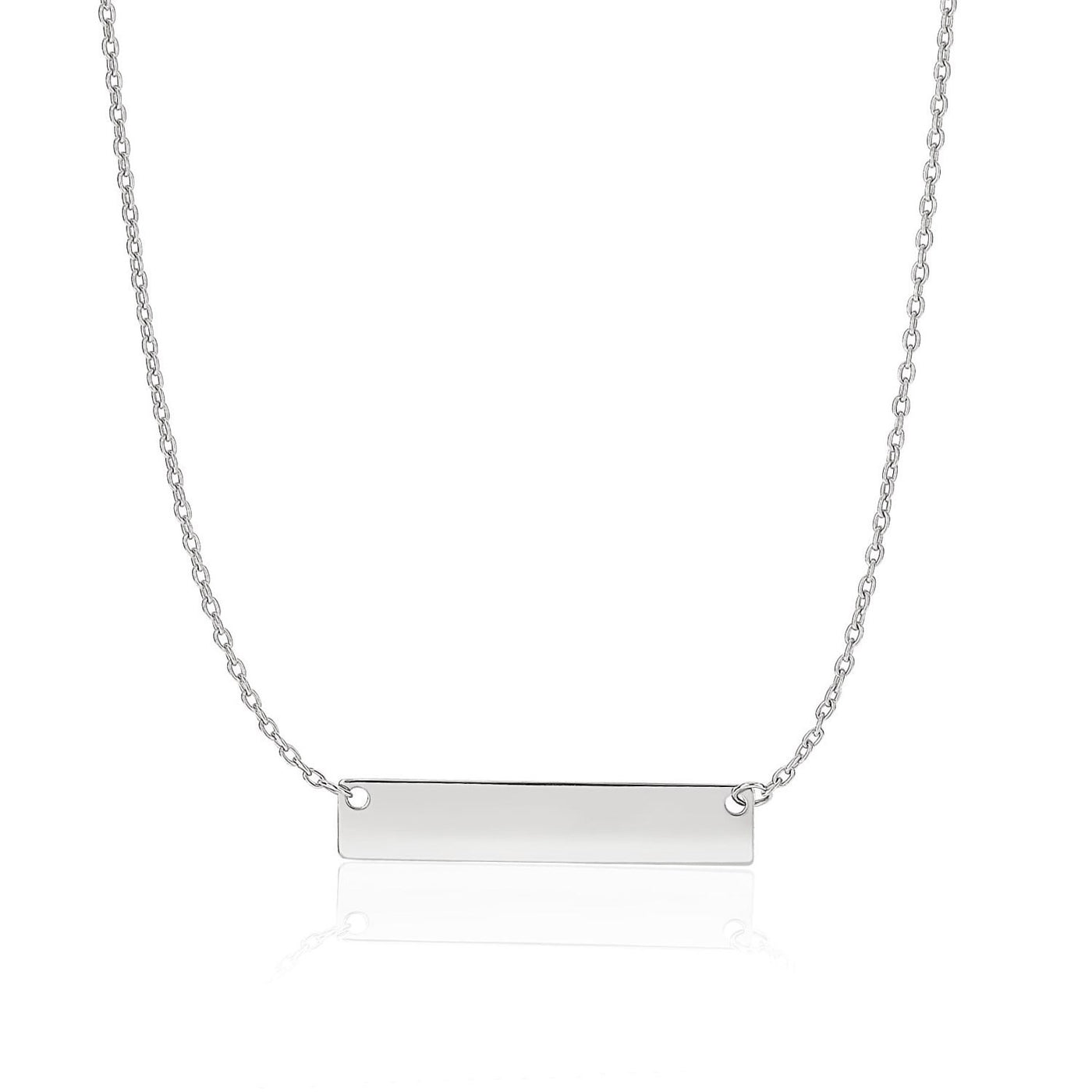 14k White Gold Smooth Flat Horizontal Bar Style Necklace - jazzyjewelryjones