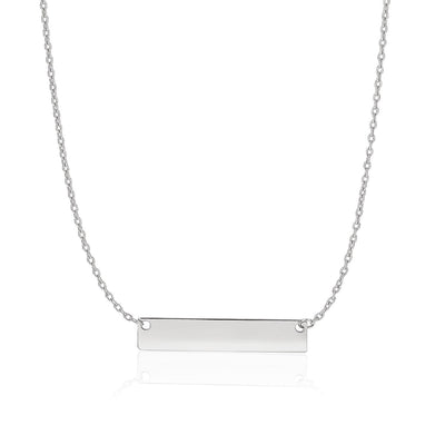 14k White Gold Smooth Flat Horizontal Bar Style Necklace - jazzyjewelryjones