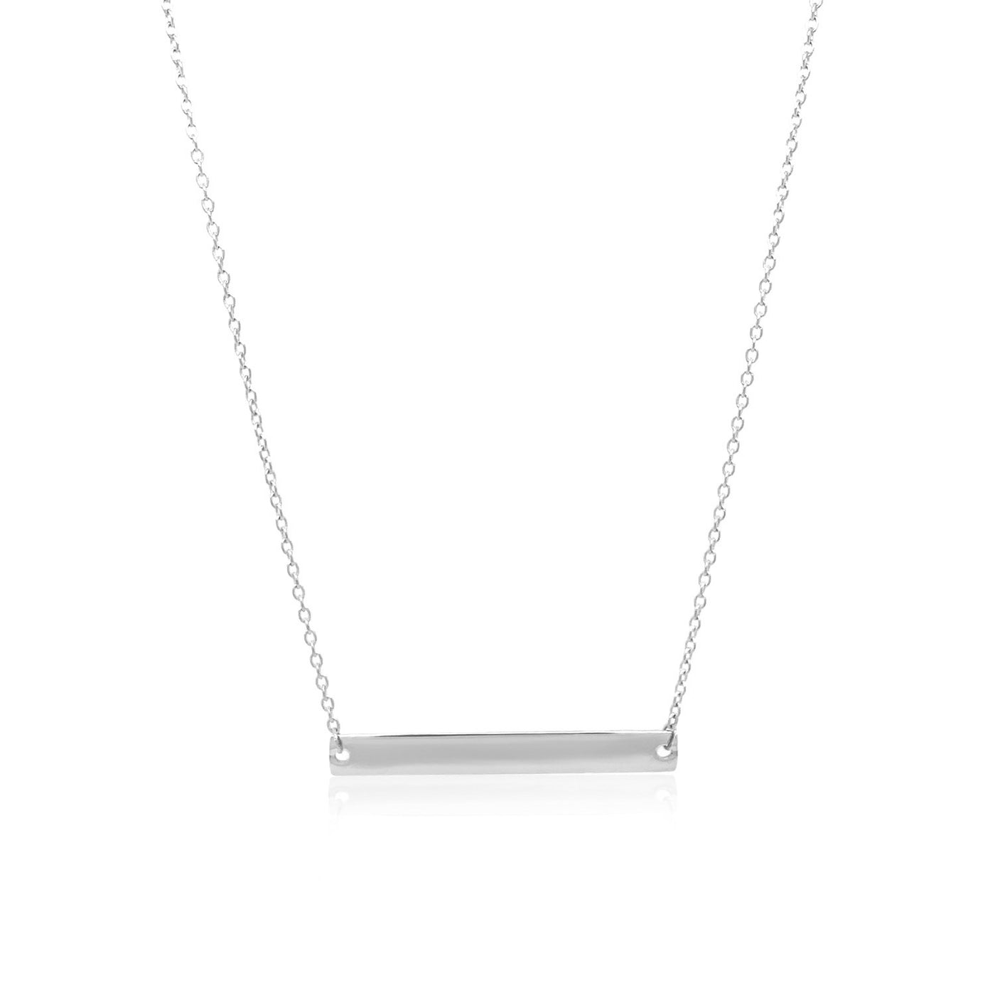 14k White Gold Smooth Flat Horizontal Bar Style Necklace - jazzyjewelryjones