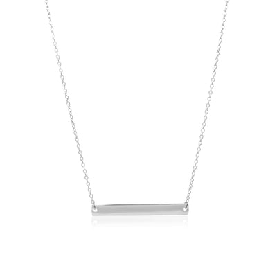 14k White Gold Smooth Flat Horizontal Bar Style Necklace - jazzyjewelryjones