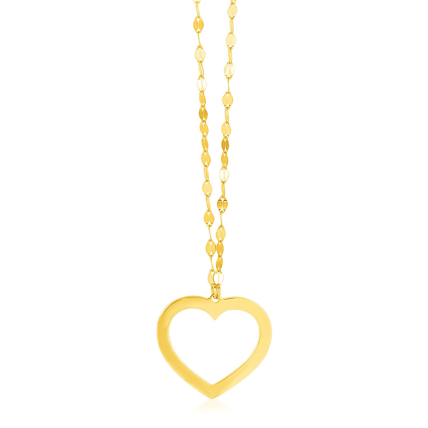 14k Yellow Gold Necklace with Reversible Heart Pendant - jazzyjewelryjones