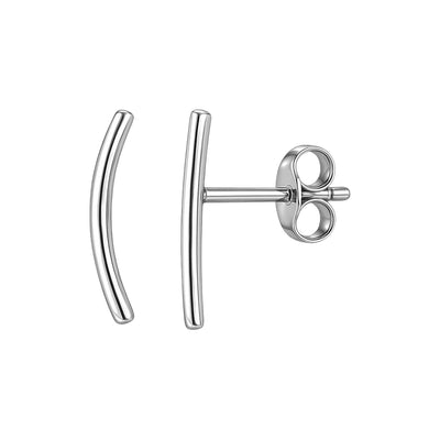 14k White Gold Curve Climber Post Earrings - jazzyjewelryjones